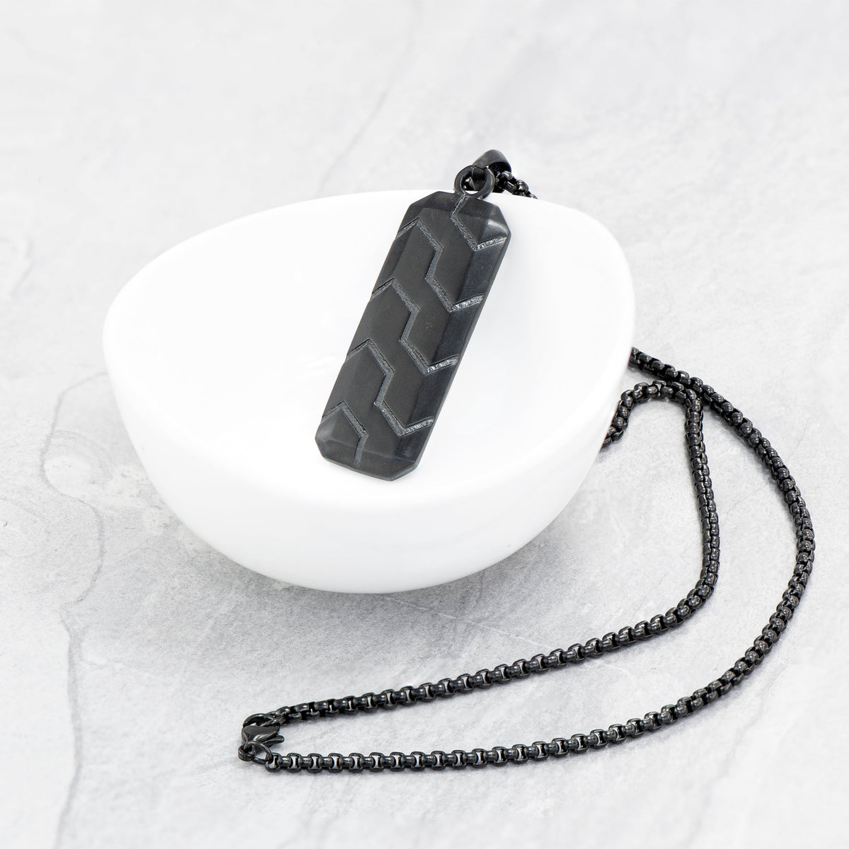 Personalised Men's Black Steel Dog Tag Necklace