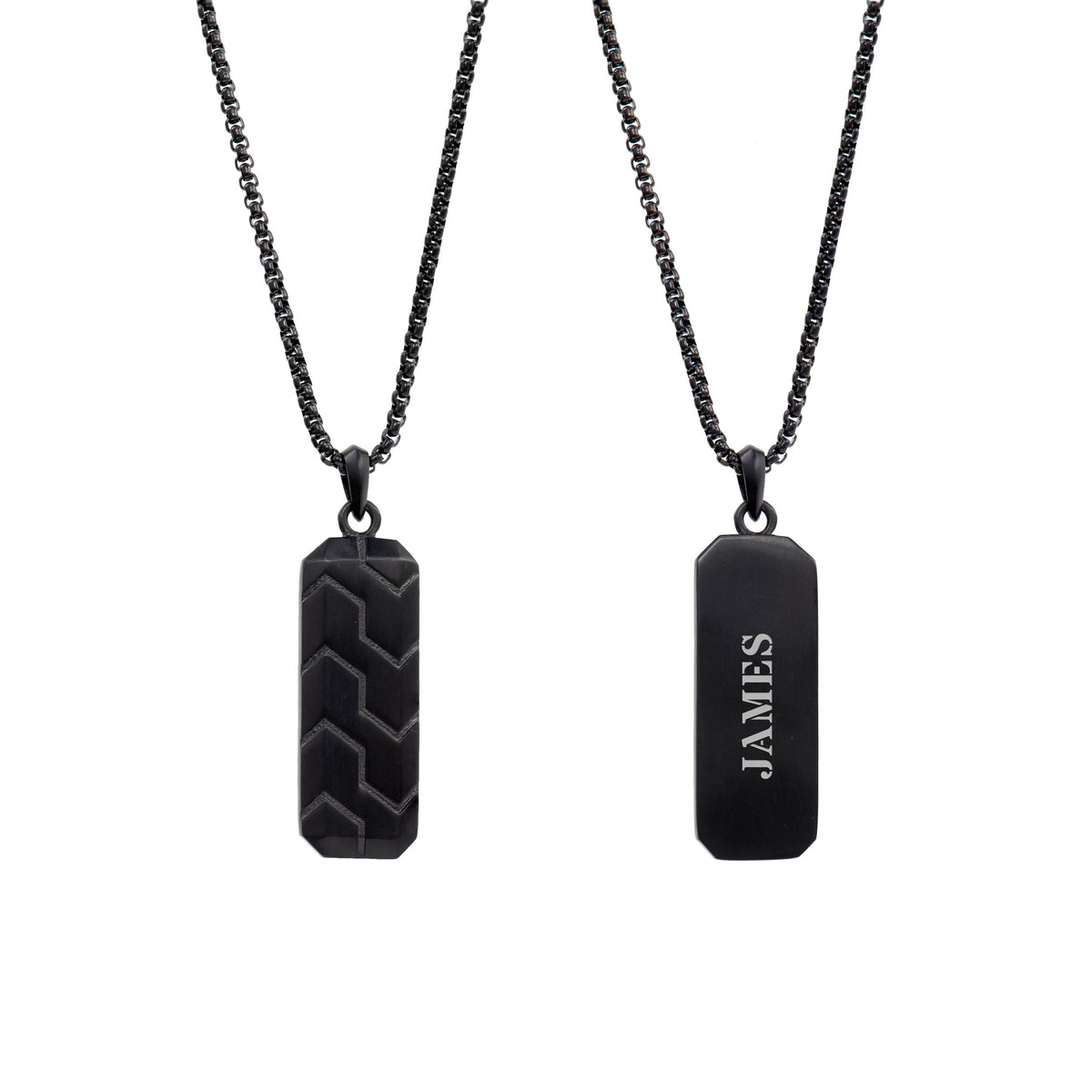 Personalised Men's Black Steel Dog Tag Necklace