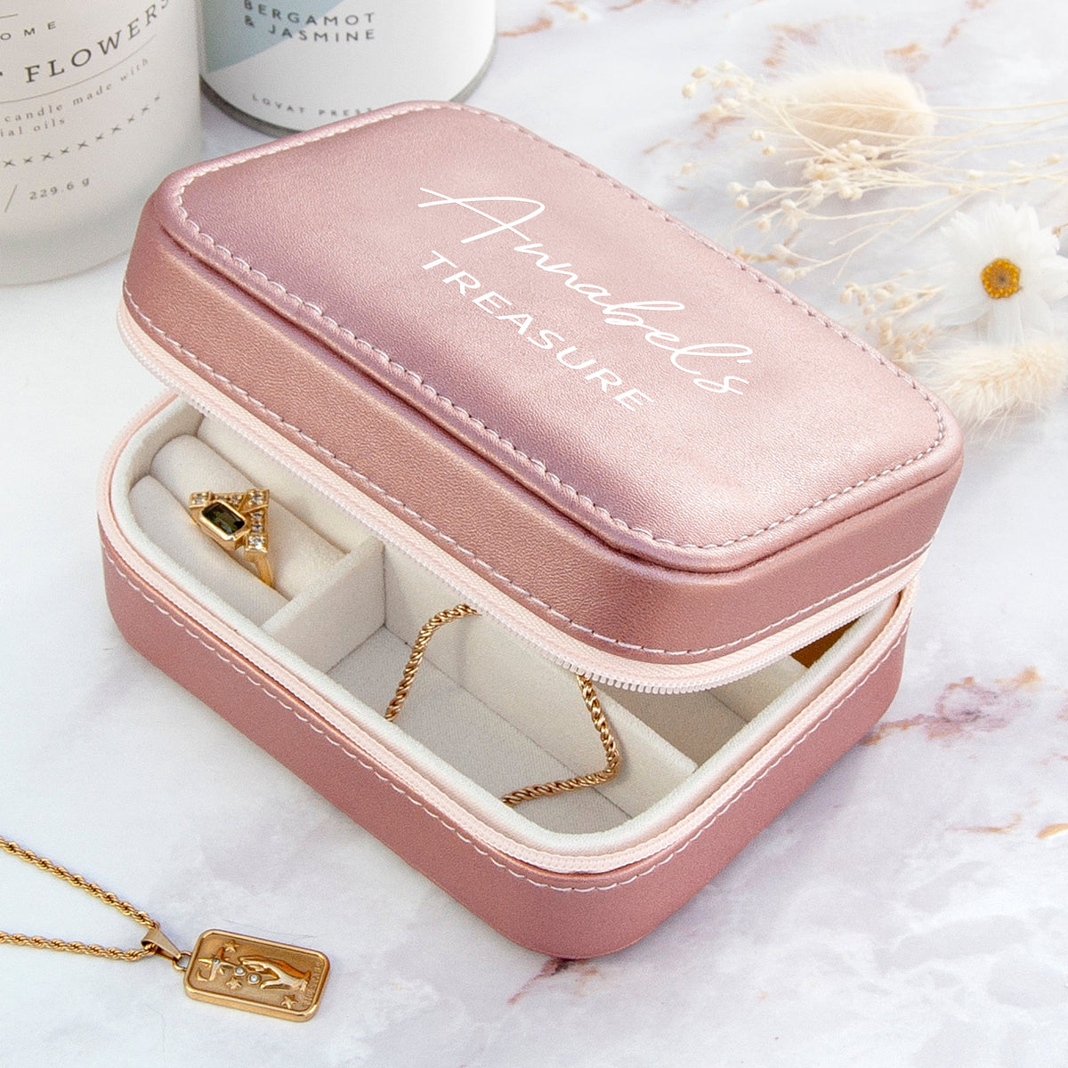 Personalised Sparkly Pink 'My Treasure' Jewellery Case