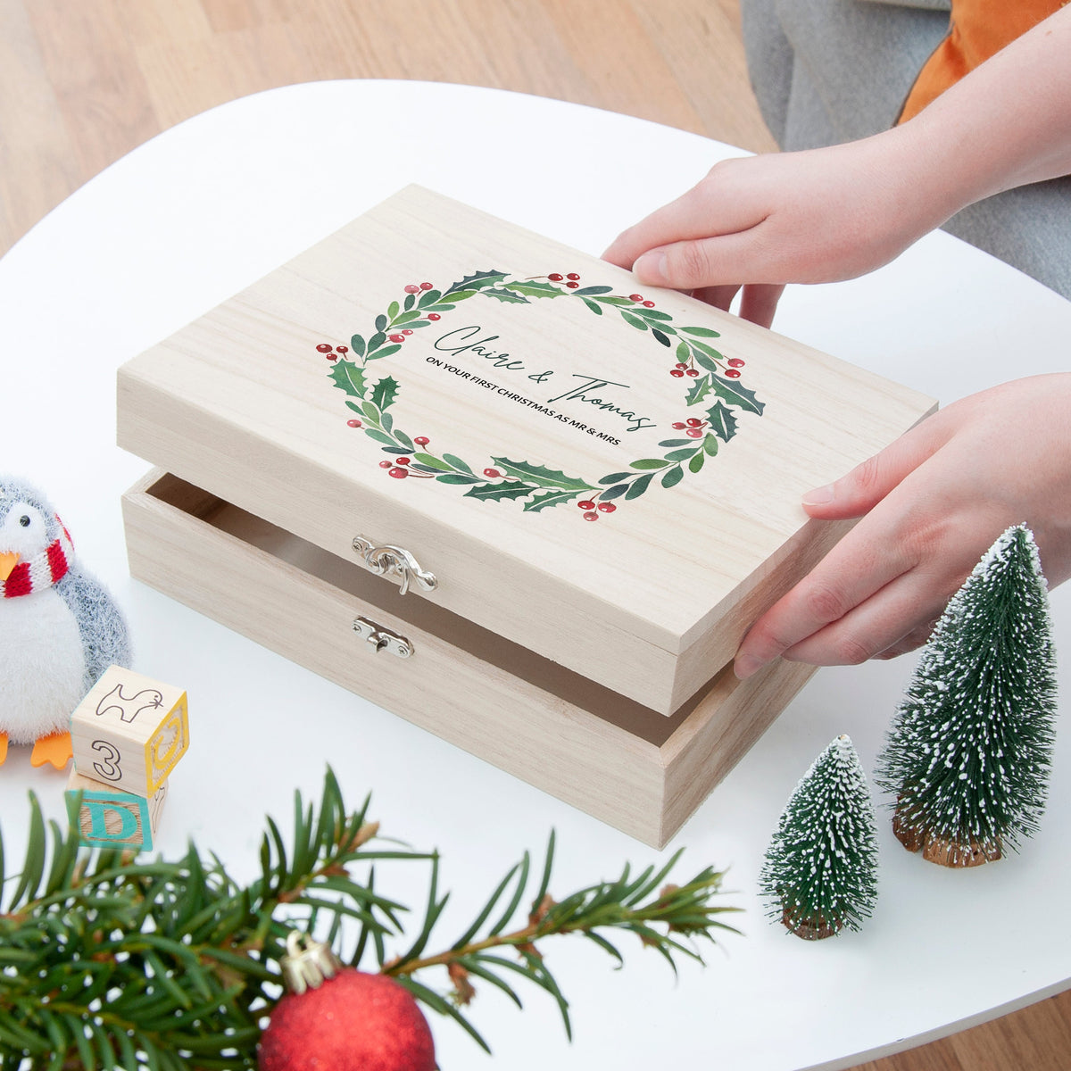 Personalised Couple's Wreath Christmas Eve Box
