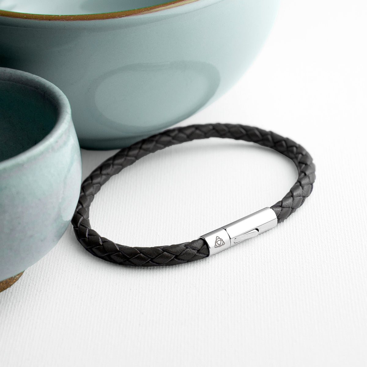Personalised Men's Celtic Trinity Capsule Leather Bracelet