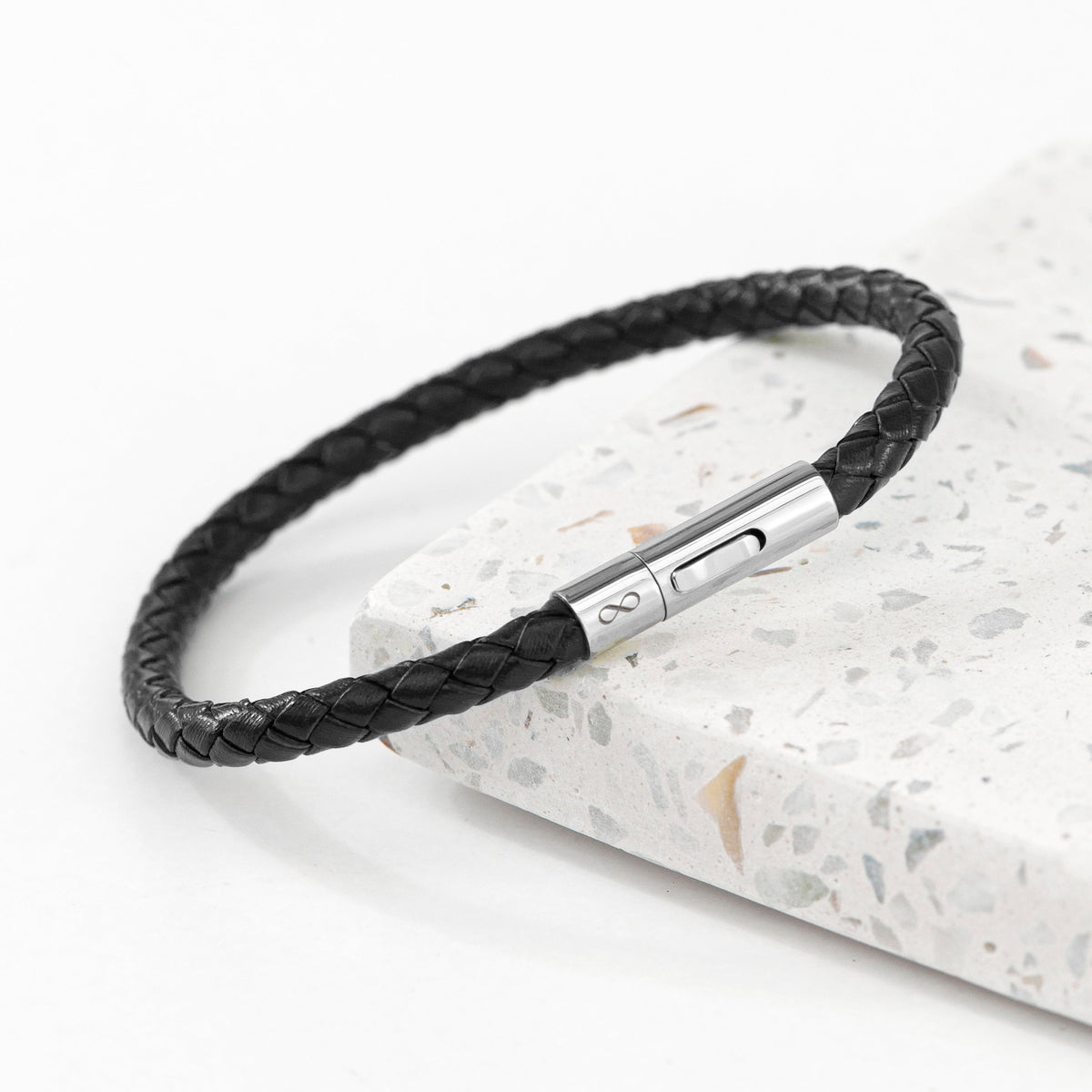 Personalised Men's Infinity Capsule Leather Bracelet