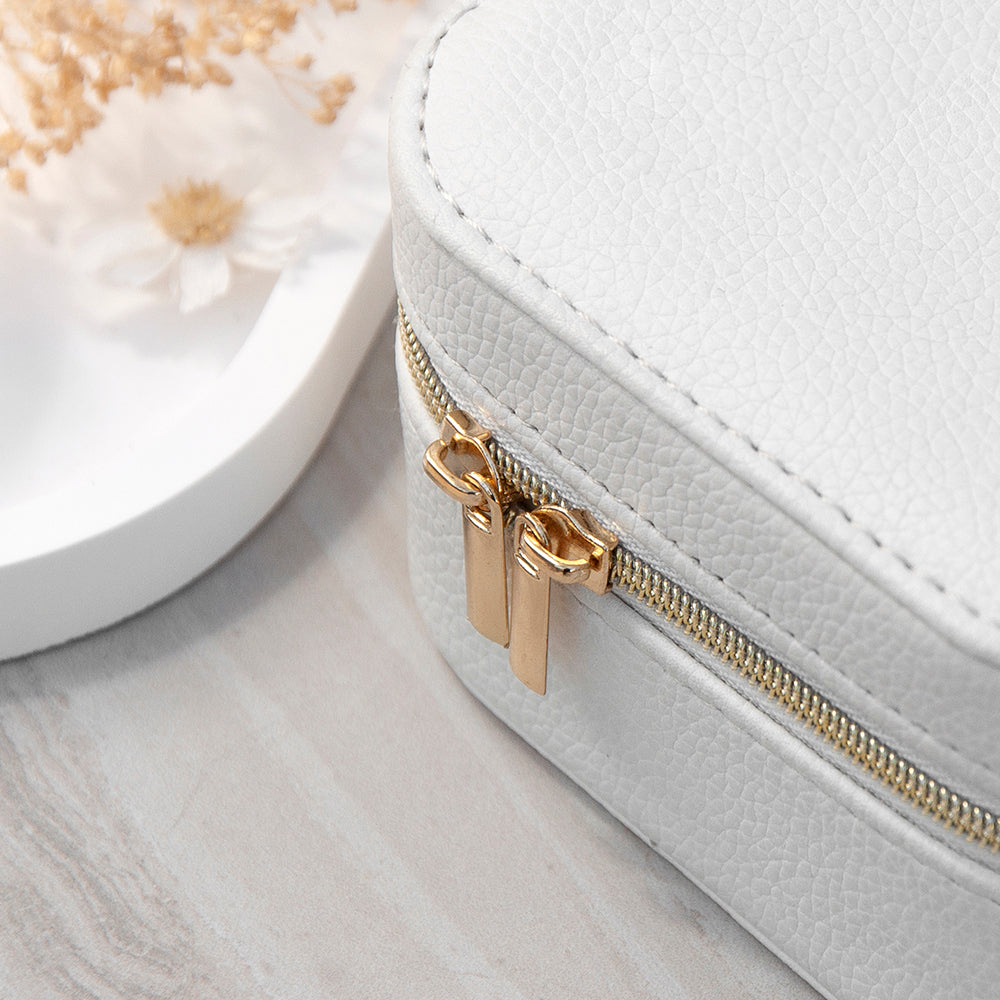 Personalised Bold Message White Travel Jewellery Case