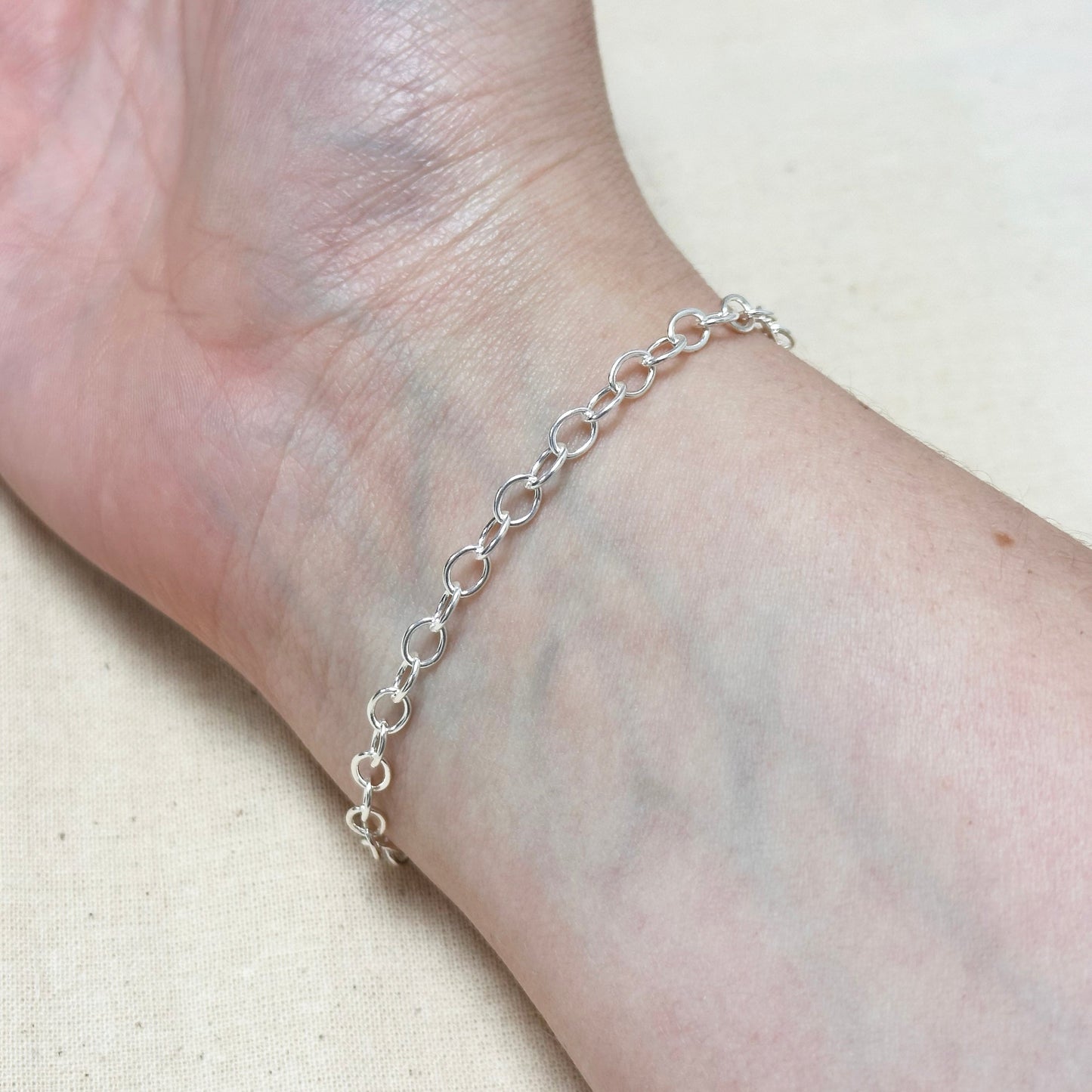Sterling Silver Chain Bracelet with Heart Charm
