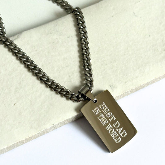 Aye Do Gifts Personalised Men's Rectangle Pendant & Chunky Chain Necklace