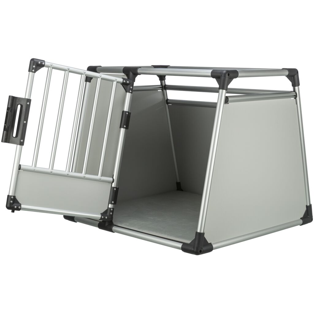 Trixie Transport Box, Aluminium – L–XL: 91 × 75 × 84 cm, light grey/silver