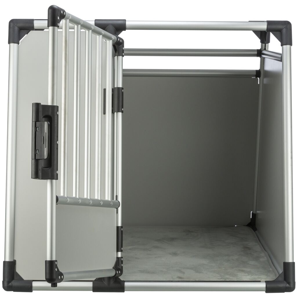 Trixie Transport Box, Aluminium – XL: 91 × 85 × 89 cm, light grey/silver