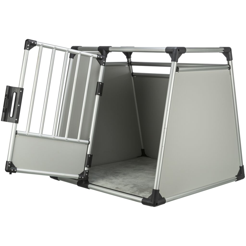 Trixie Transport Box, Aluminium – XL: 91 × 85 × 89 cm, light grey/silver