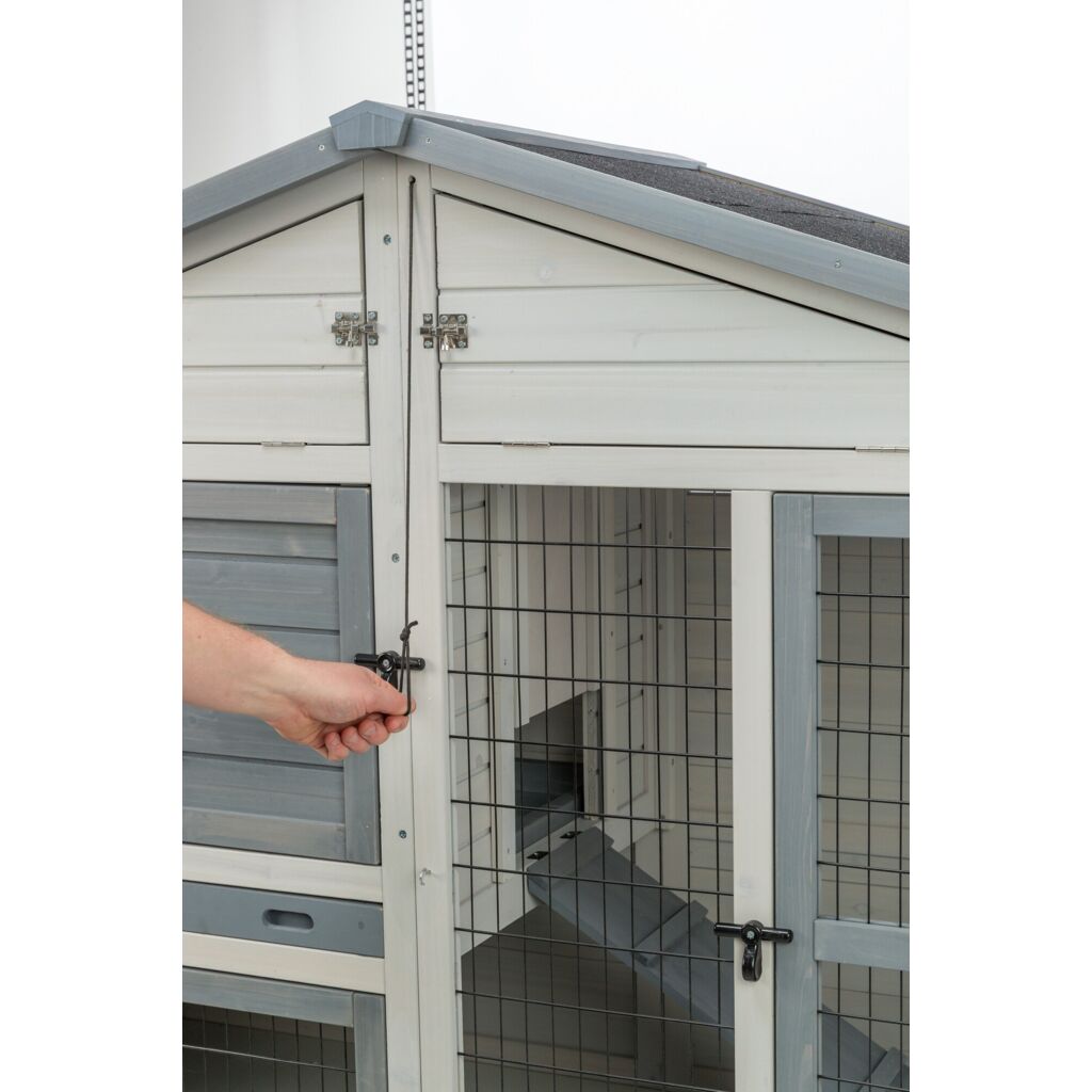 Trixie Small Animal Hutch with Enclosure – 168 × 115 × 75 cm, grey