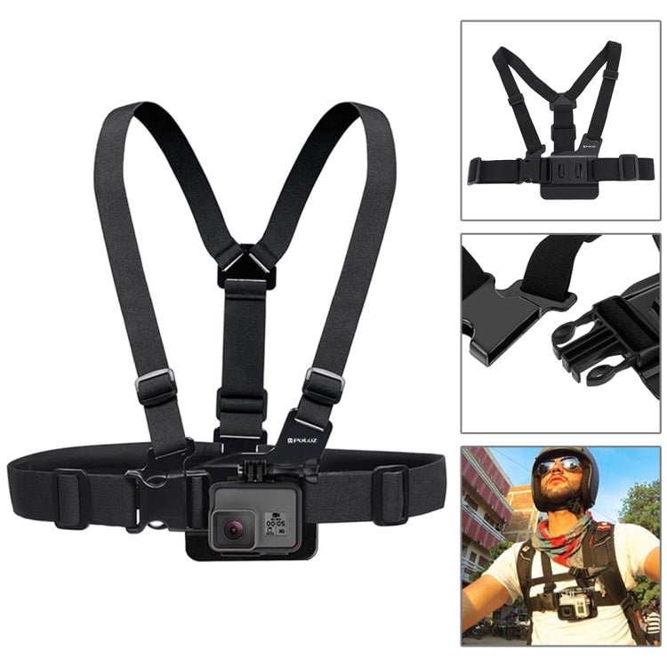 PULUZ 53 in 1 Accessories Combo Kit (Chest Strap, Suction Cup, Monopod, Mounts) for GoPro & Action Cameras