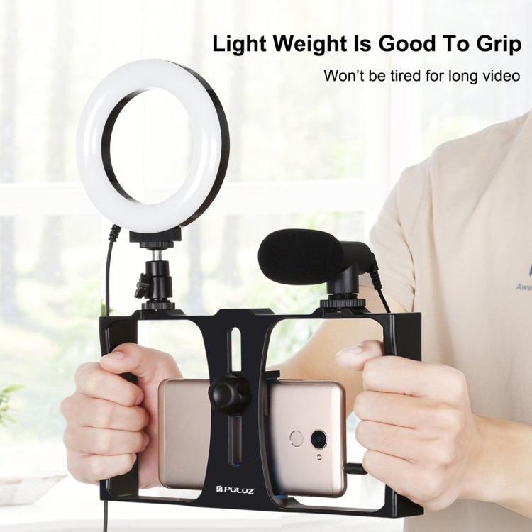 PULUZ 3-in-1 Vlogging Rig with Microphone, 4.7" LED Light, Cold Shoe Tripod for Smartphones (Blue)