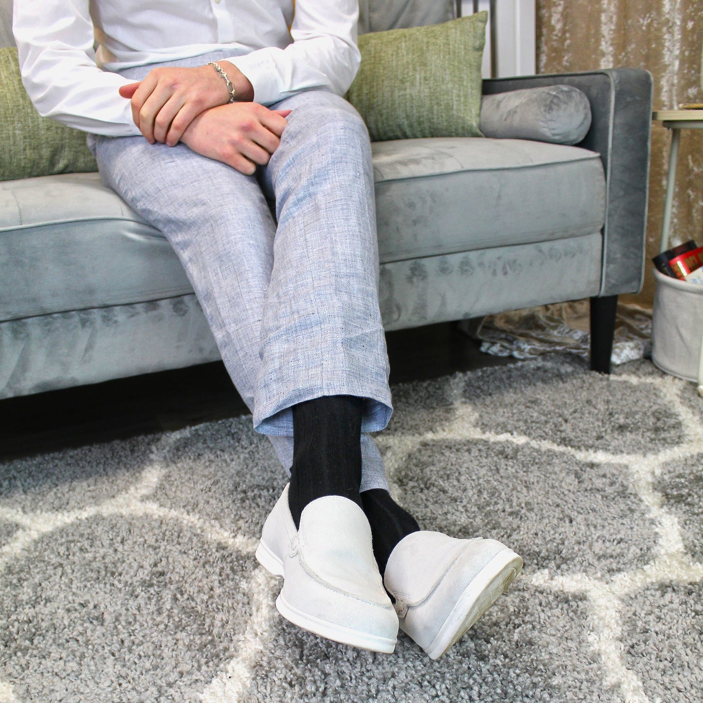 Mens Plain Coloured Cotton Rich Ribbed Dress Socks