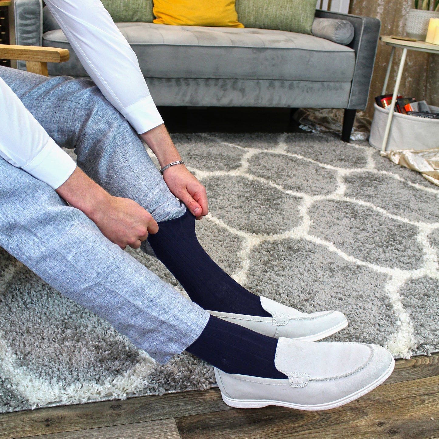 Mens Plain Coloured Cotton Rich Ribbed Dress Socks