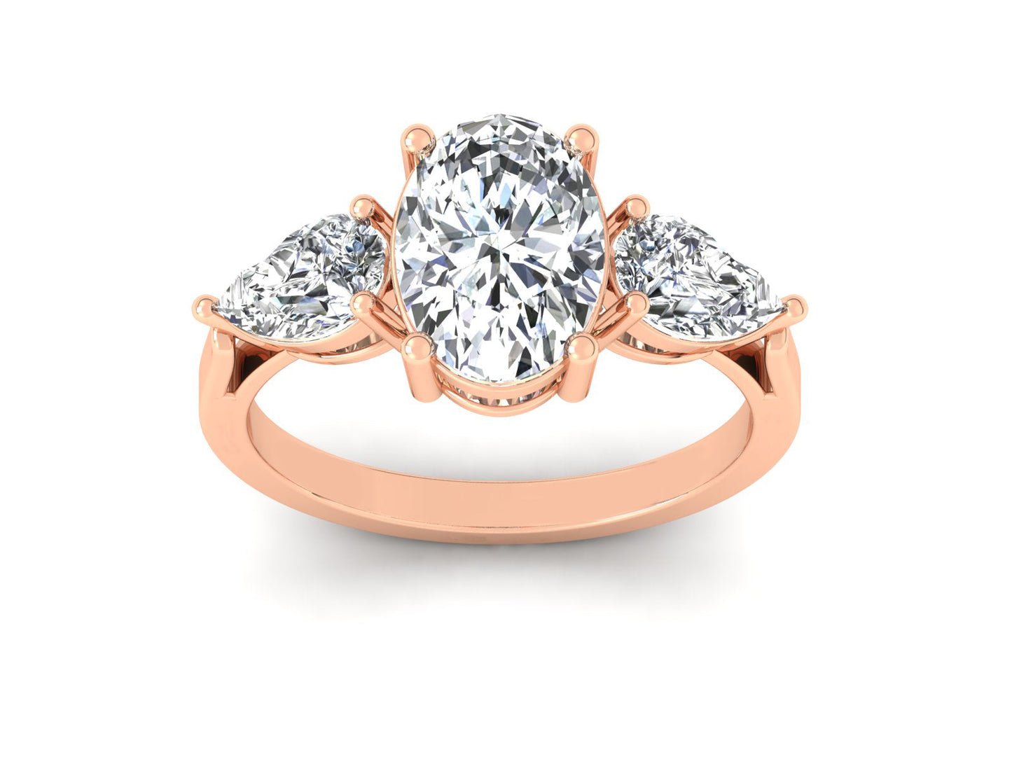 2ct - Oval Diamond with Pears Accent Trinity Ring