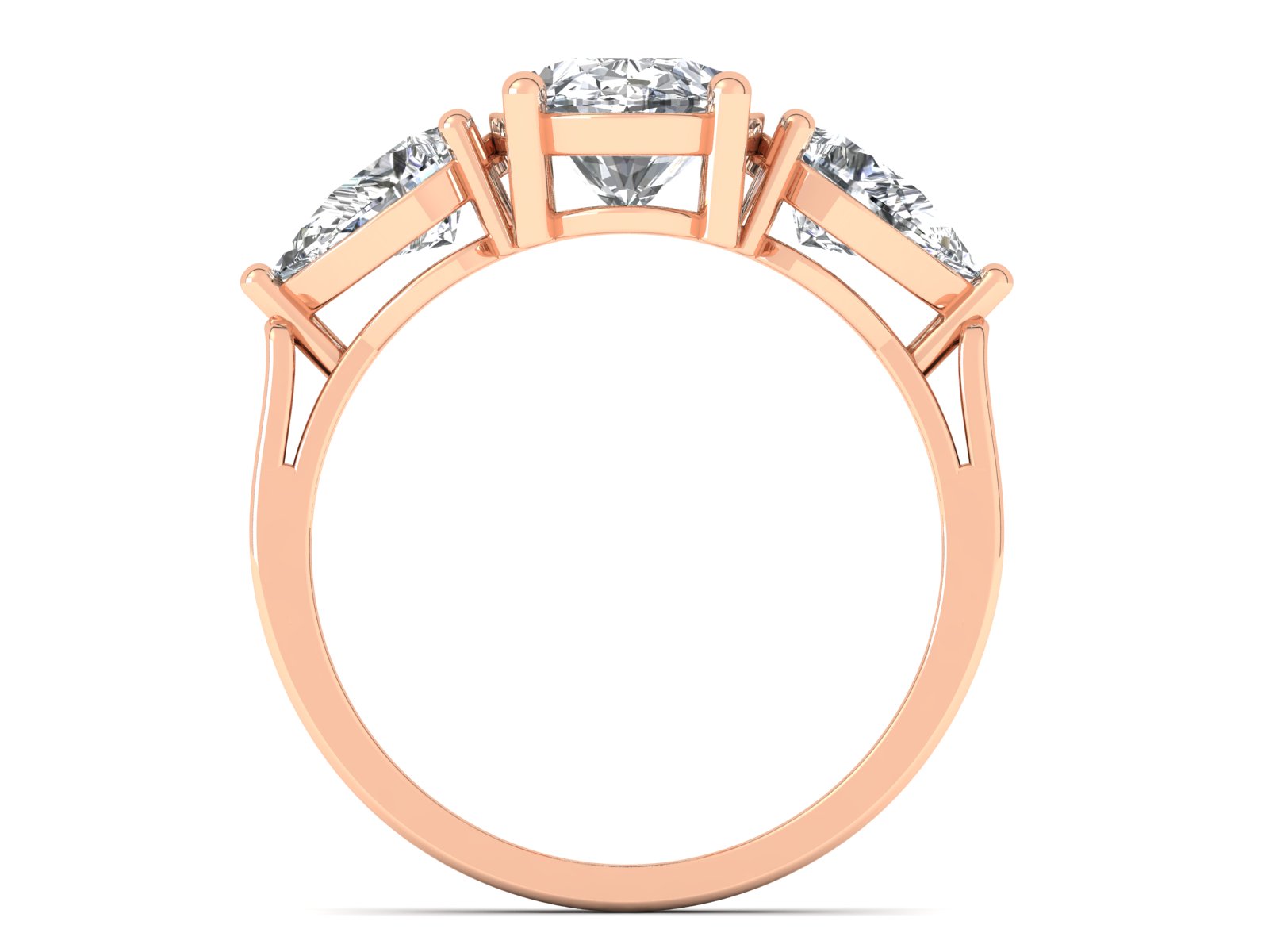 2ct - Oval Diamond with Pears Accent Trinity Ring