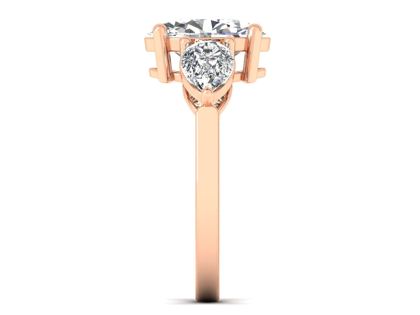 2ct - Oval Diamond with Pears Accent Trinity Ring