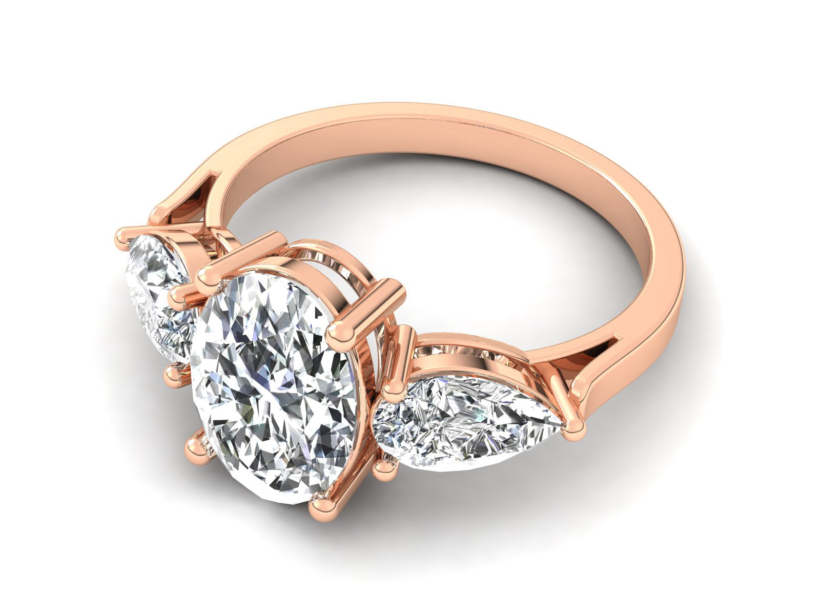 2ct - Oval Diamond with Pears Accent Trinity Ring