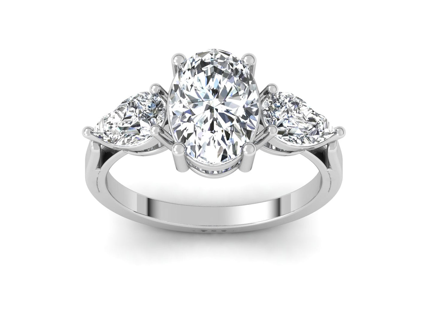 2ct - Oval Diamond with Pears Accent Trinity Ring