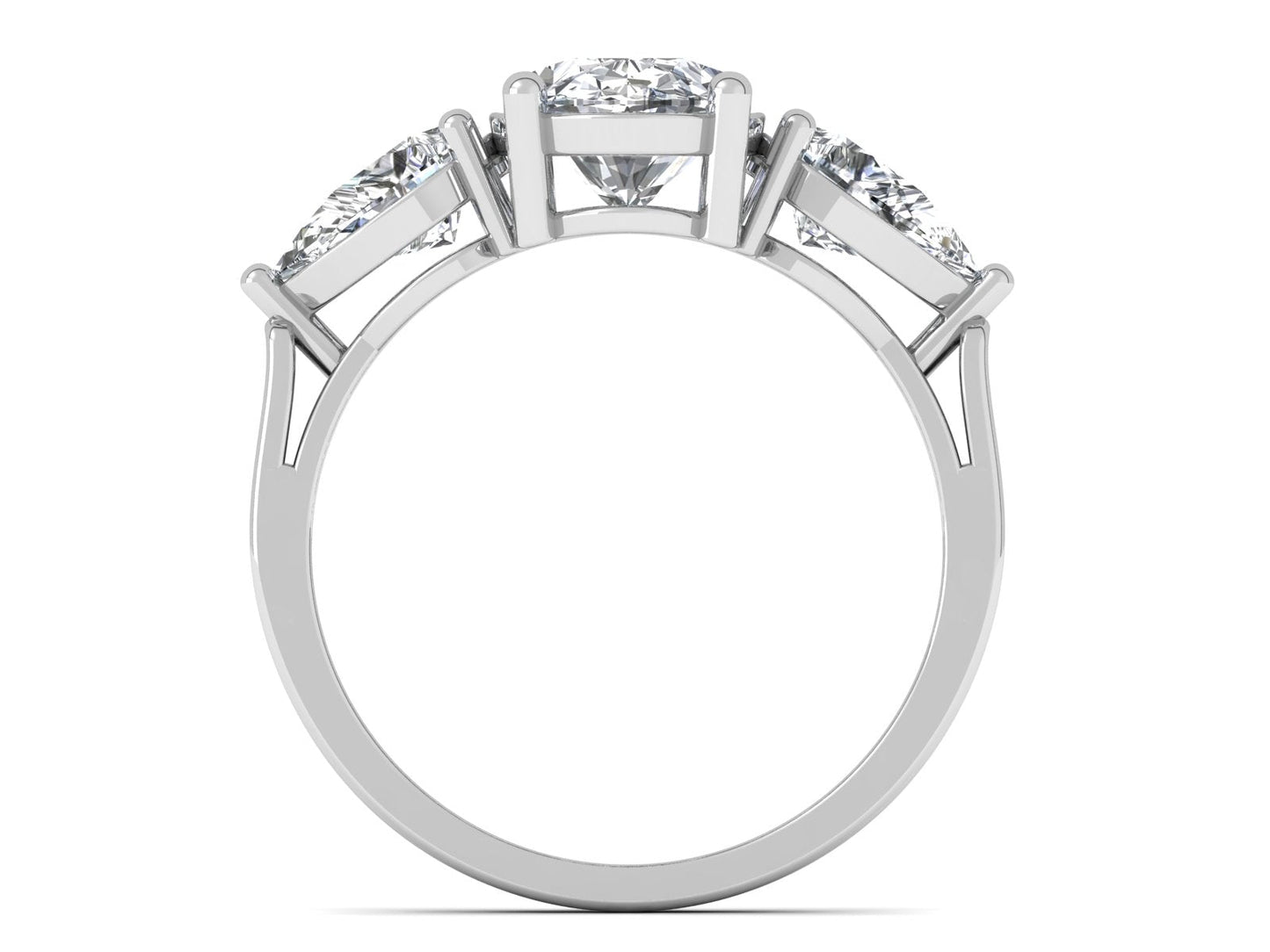 2ct - Oval Diamond with Pears Accent Trinity Ring