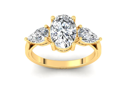 2ct - Oval Diamond with Pears Accent Trinity Ring