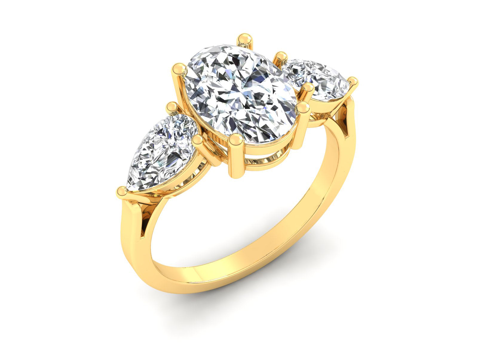 2ct - Oval Diamond with Pears Accent Trinity Ring