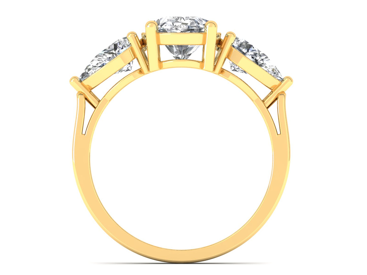 2ct - Oval Diamond with Pears Accent Trinity Ring