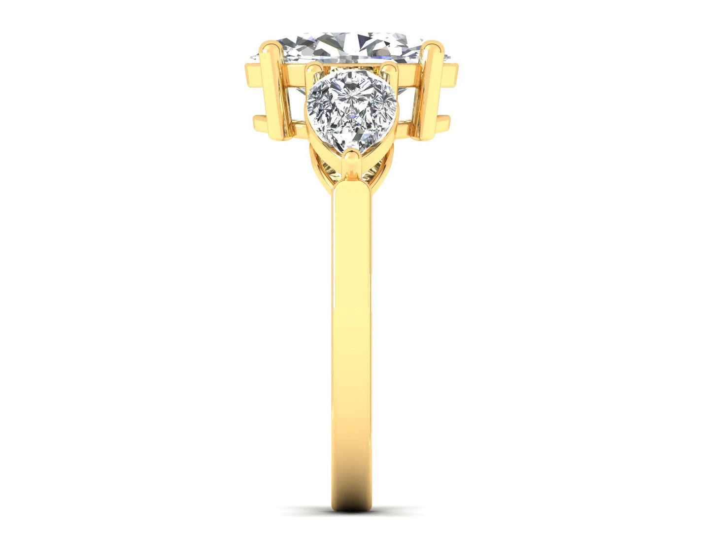 2ct - Oval Diamond with Pears Accent Trinity Ring