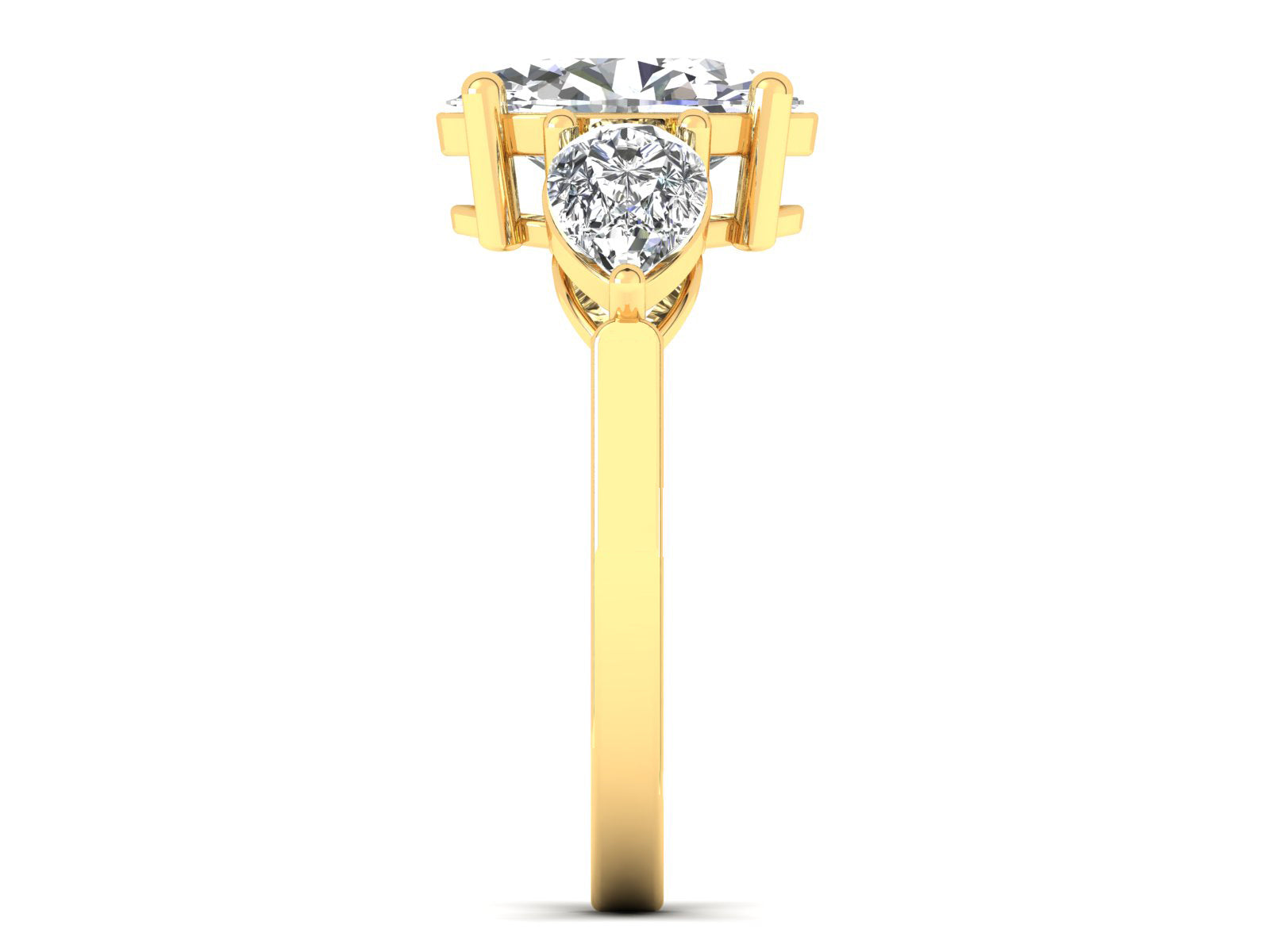 2ct - Oval Diamond with Pears Accent Trinity Ring