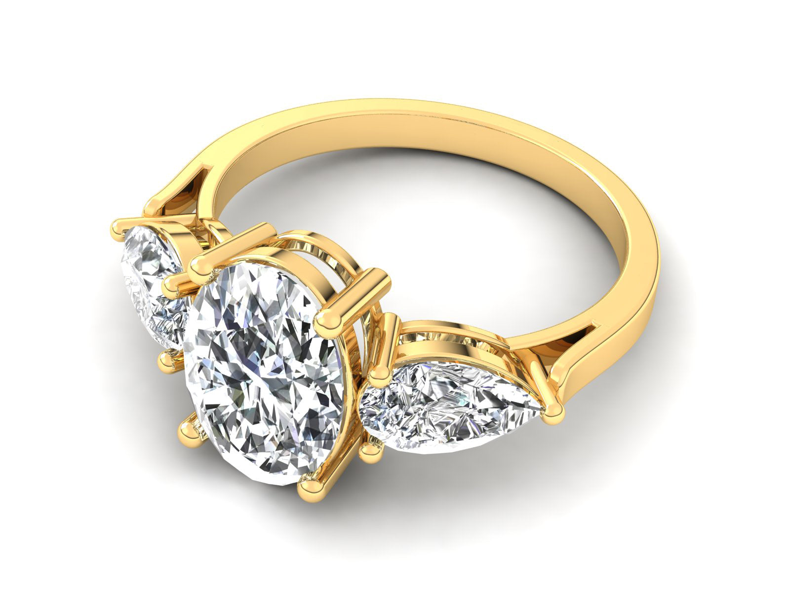 2ct - Oval Diamond with Pears Accent Trinity Ring