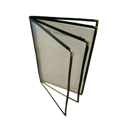 4 Page Book Fold Black Menu Cover 216mm x 356mm