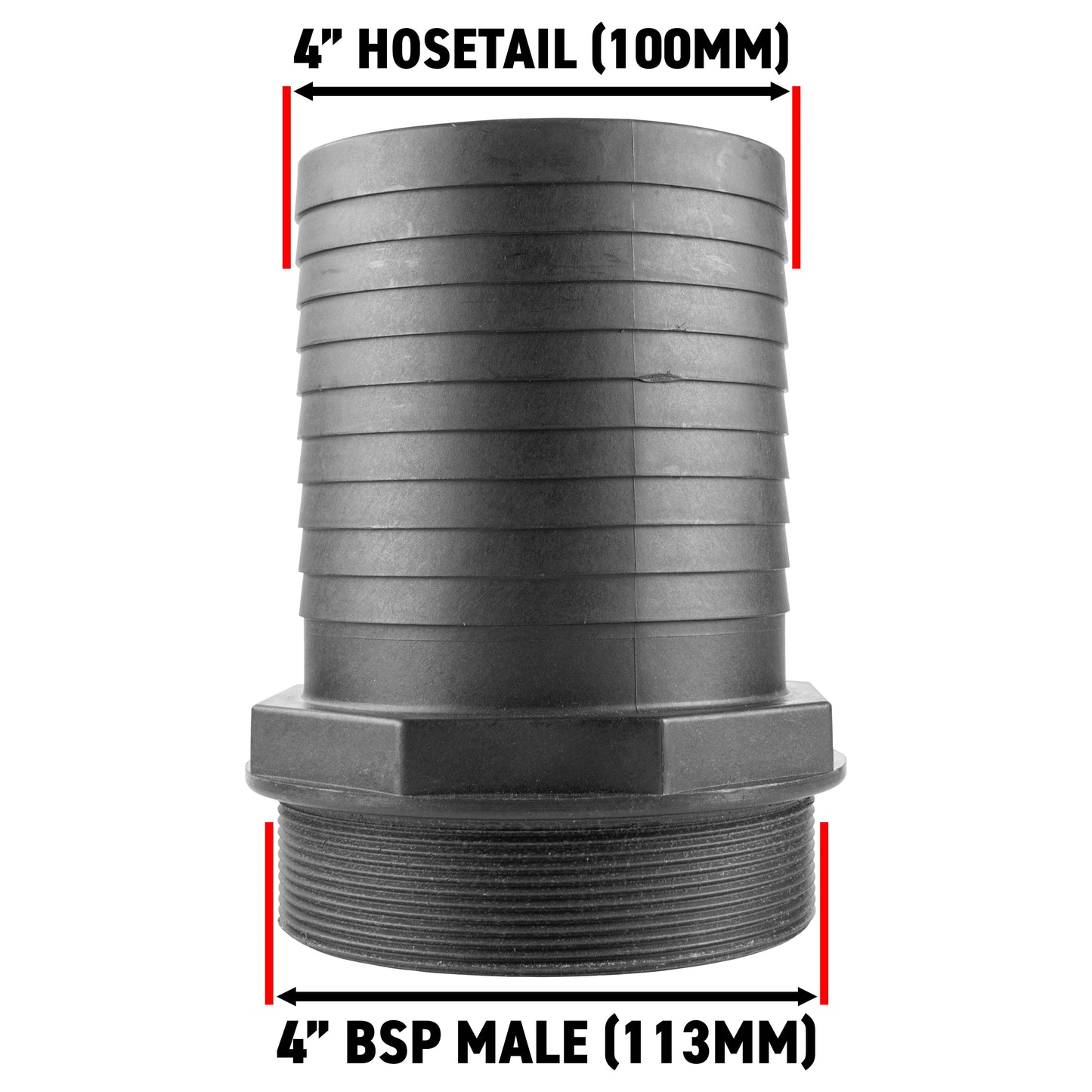 Pond Straight Connector 4in BSPM - 100mm Outdoor Watering Kit Hose Connector Set