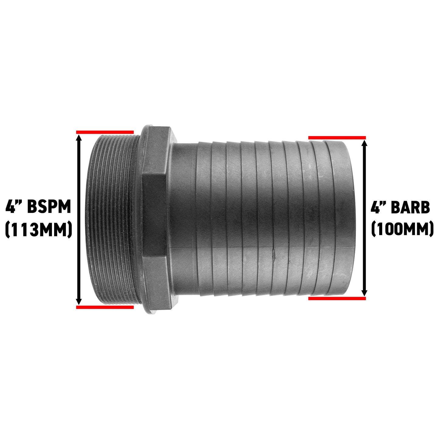 Pond Straight Connector 4in BSPM - 100mm Outdoor Watering Kit Hose Connector Set