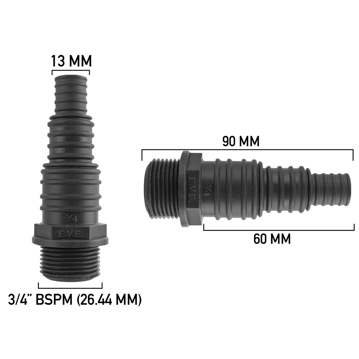 Full Flow Single Union Ball Valve 3/4"BSPF with Multi Size Pond Connector 13/20/25mm Kit