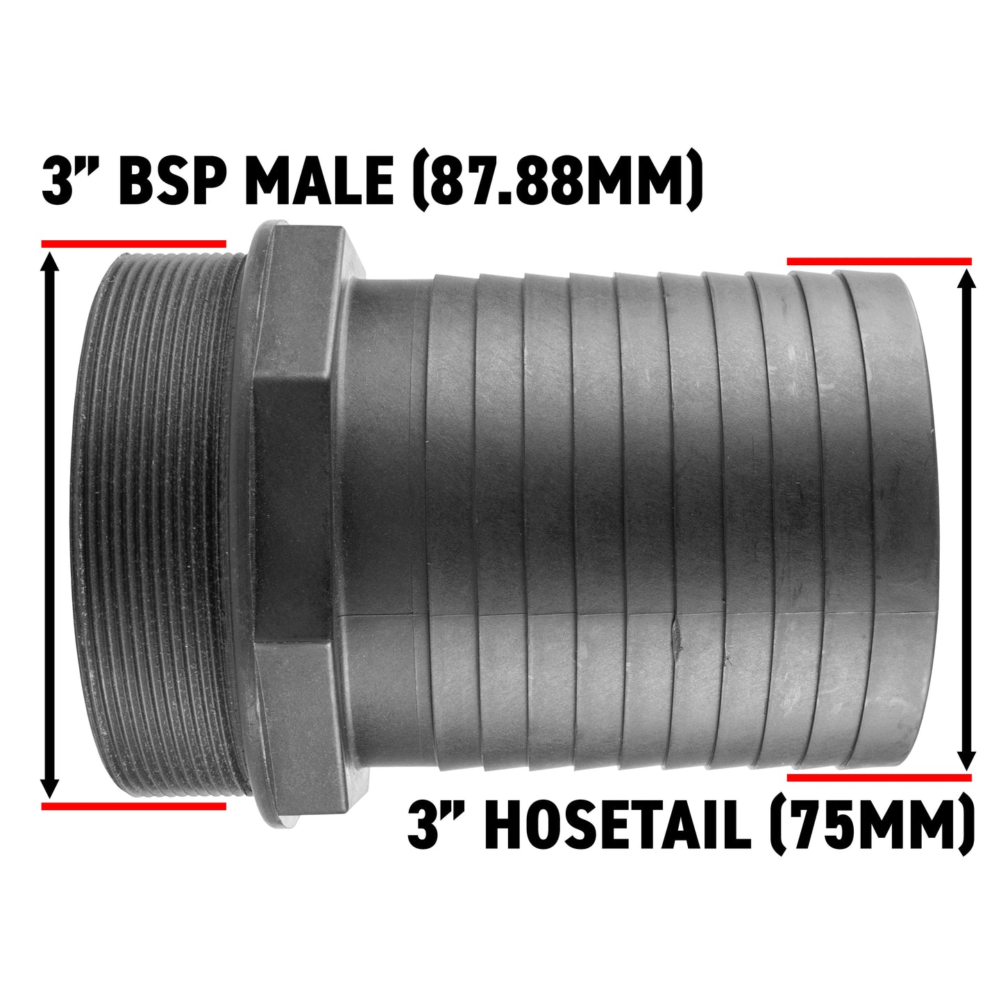 Pond Straight Connector 3in BSPM - 75mm Outdoor Watering Kit Pet and Pond Supply