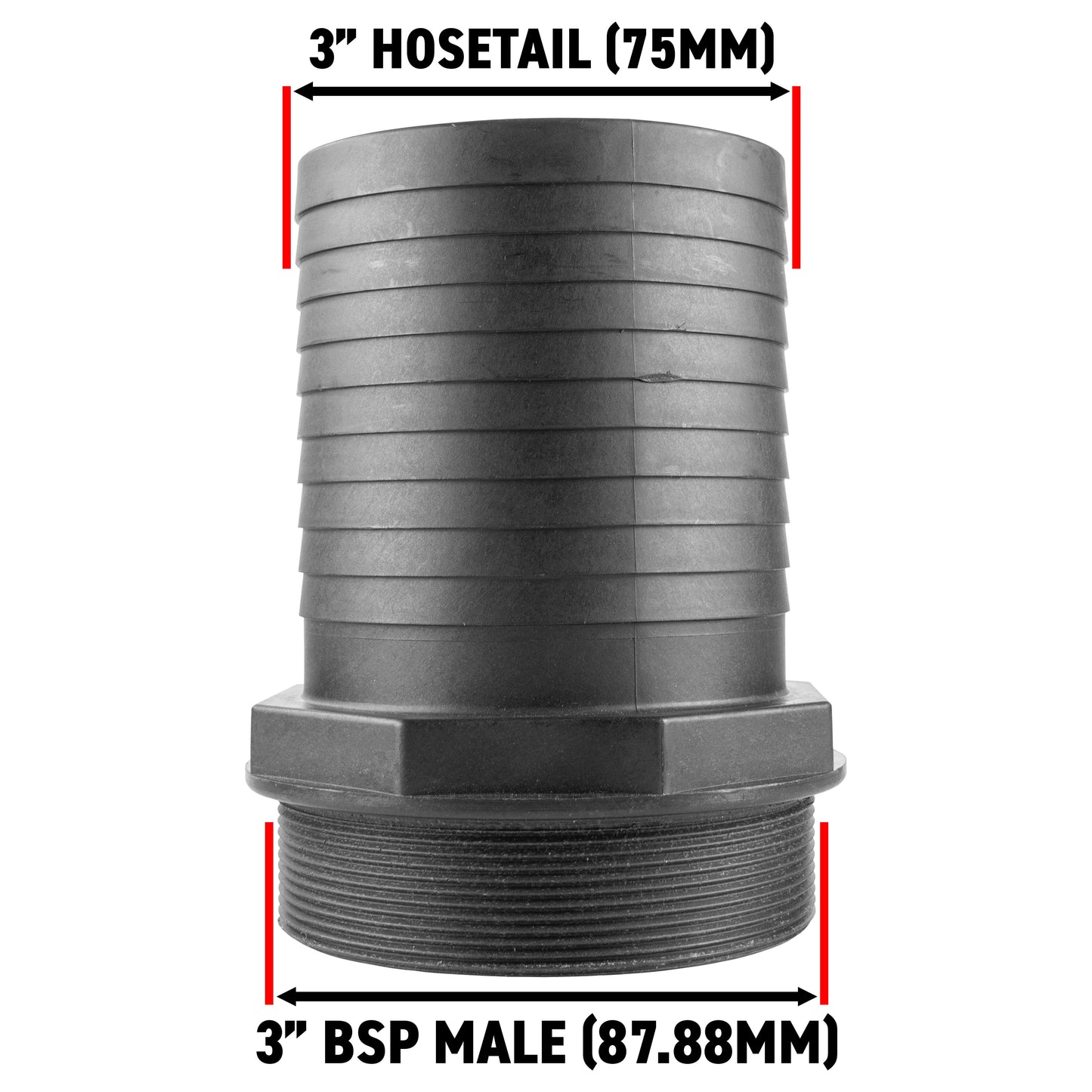Pond Straight Connector 3in BSPM - 75mm Outdoor Watering Kit Pet and Pond Supply