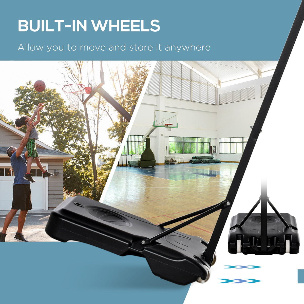 155-210cm Height Adjustable Basketball Stand Backboard Portable w/ Net HOMCOM