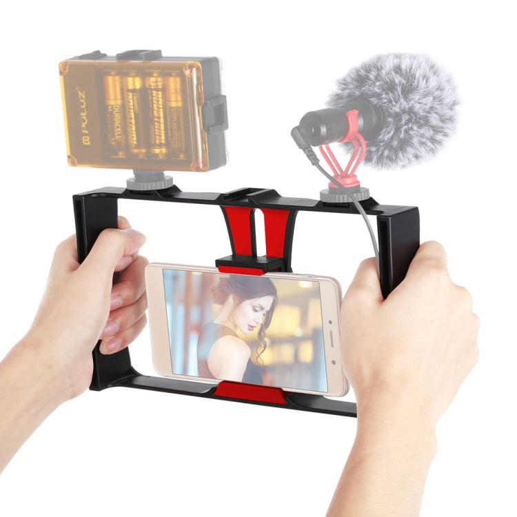 PULUZ Vlogging Live Broadcast Smartphone Video Rig Filmmaking Recording Handle Stabilizer Bracket for iPhone, Galaxy, Huawei, Xiaomi, HTC, LG, Google, and Other Smartphones, Vlogging Rig