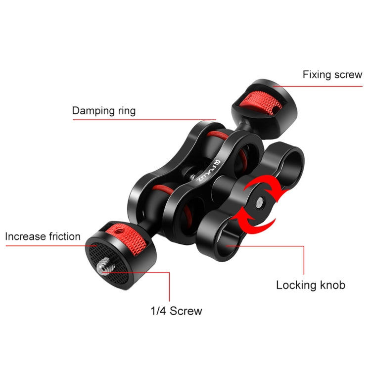PULUZ Magic Arm Bracket Mount 1/4 inch Ball Head Magic Arm(Black)