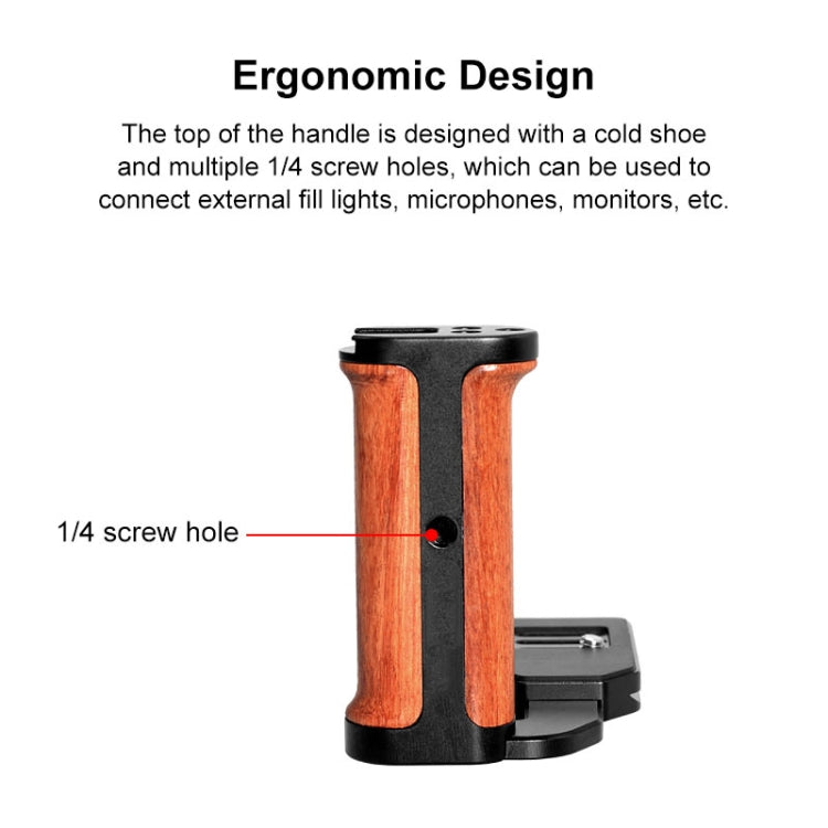 PULUZ Wooden Left Side Handle Vertical Shoot Quick Release L Plate