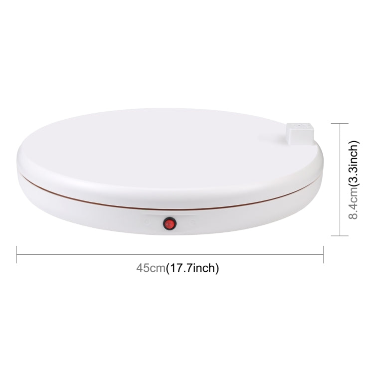 PULUZ 45cm Remote Control Adjusting Speed Rotating Turntable Display Stand with Power Socket, White, Load 100kg(UK Plug)