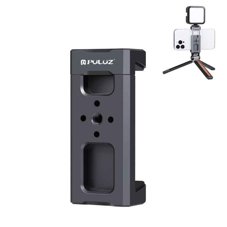PULUZ Cold Shoes Aluminum Alloy Phone Clamp Holder Bracket(Black)