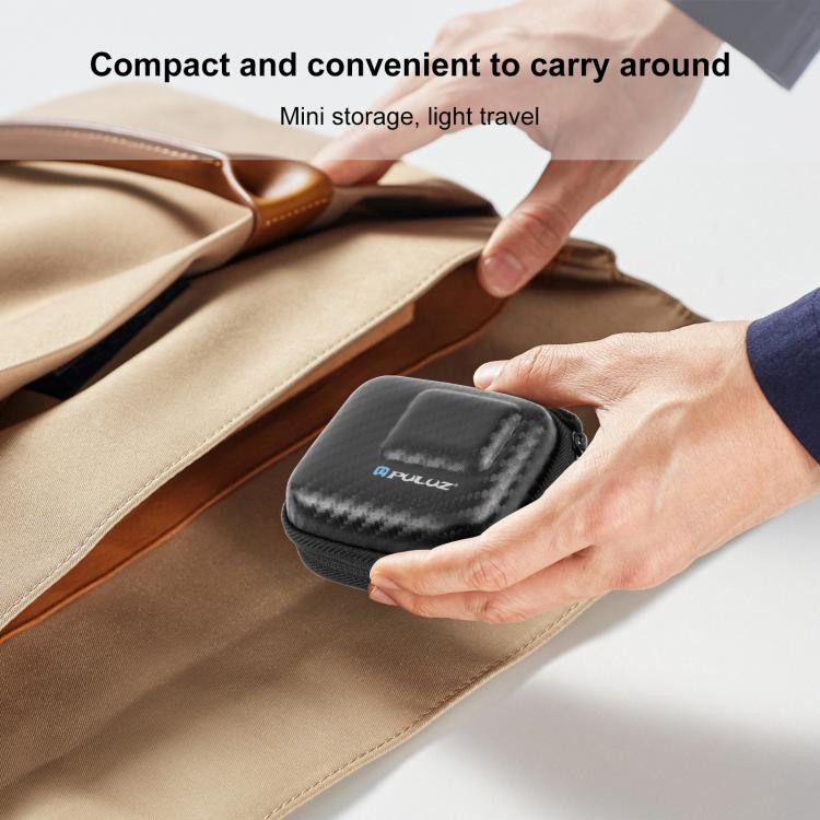 PULUZ Mini Portable Carbon Fiber Storage Bag for GoPro HERO13 Black /12 Black /11 Black /10 Black /9 Black and other Similar Size Cameras