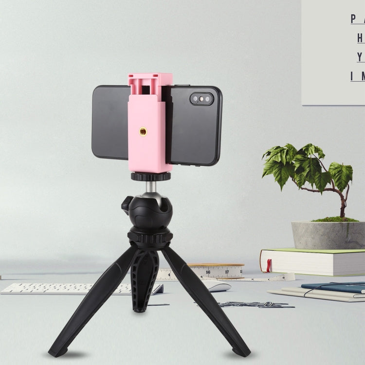 PULUZ Selfie Sticks Tripod Mount Phone Clamp with 1/4 inch Screw Holes & Cold Shoe Base, Clamp Black, Clamp Pink
