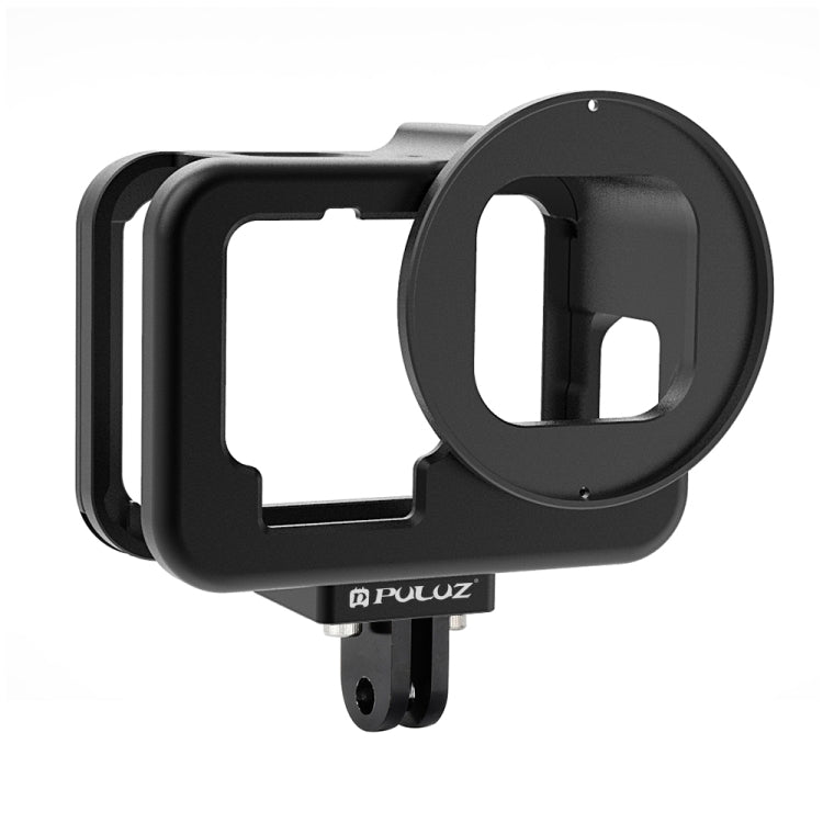 PULUZ CNC Aluminum Alloy Thin Housing Shell for GoPro HERO12/11/10/9 Black with Insurance Frame & 52mm UV Lens (Black)