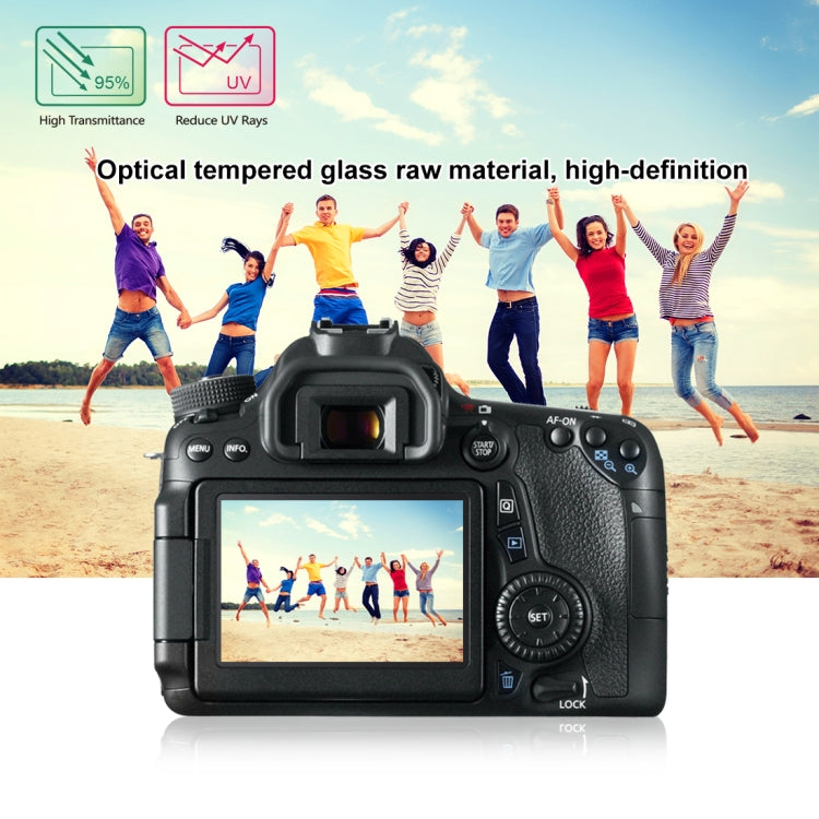 PULUZ 2.5D 9H Tempered Glass Film for Canon 650D, Compatible with 90D / 80D / 70D / 77D(9000D) / 800D(X9I) / 700D(X7I) / 750D(X8I) / 760D(8000D) / XC10 / XC15 / 7D2, Pentax Q1 / K-S1 /Q10 / Q7, Panasonic ZS35, Nikon V1, For Canon 650D