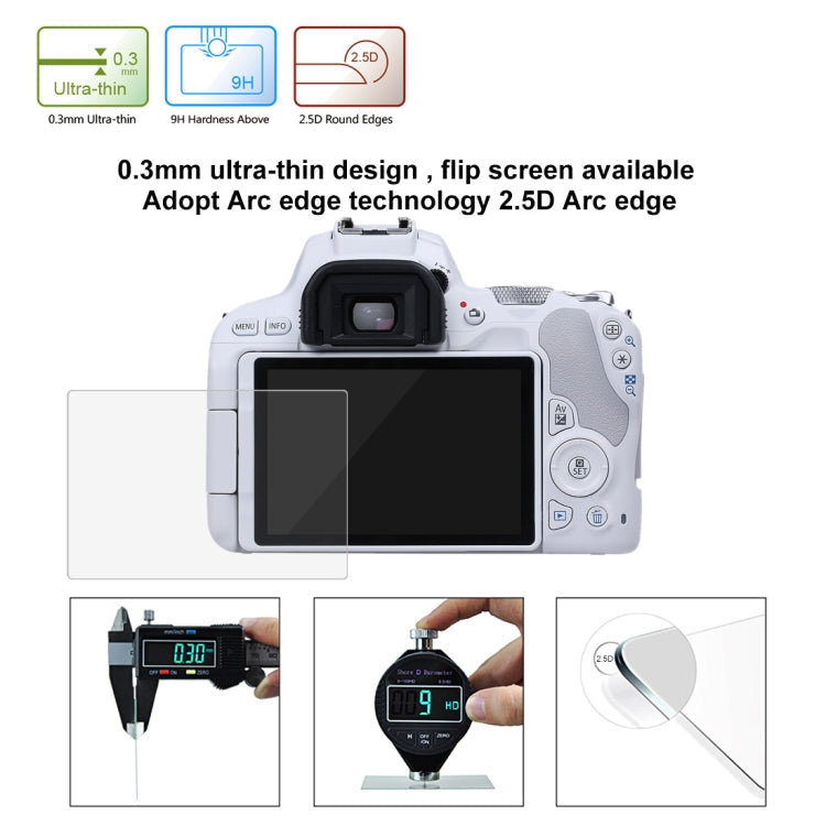 PULUZ 2.5D 9H Tempered Glass Film for Canon EOS 200D / 200D II, Compatible with Canon KISS X9 / EOS Rebel SL2, Panasonic S1H, For Canon 200D