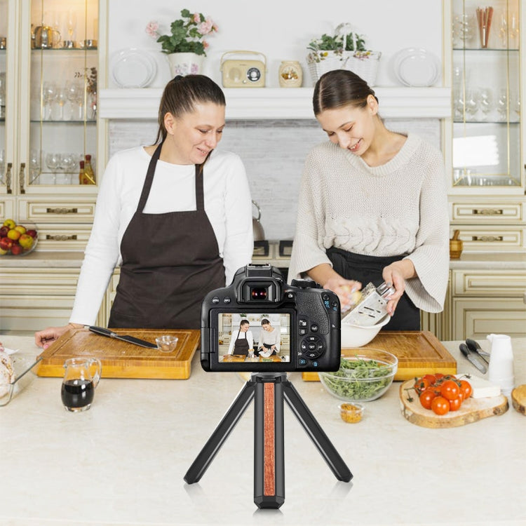 PULUZ Inlaid Wood Desktop Vlogging Live Tripod Holder (Black)