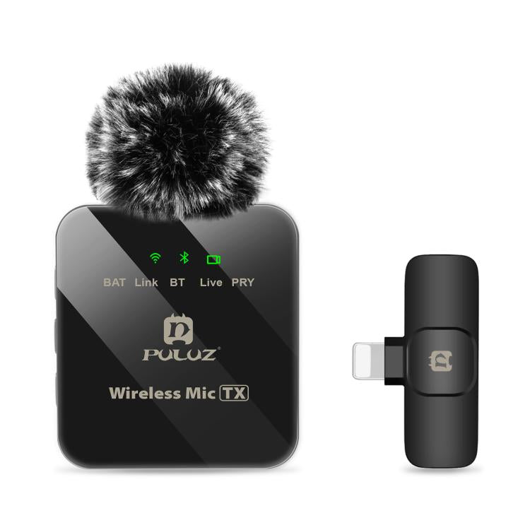 PULUZ Wireless Lavalier Microphone for iPhone / iPad, 8-Pin Receiver (Black)