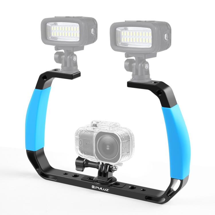PULUZ Dual Silicone Handles Aluminium Alloy Underwater Diving Rig for GoPro, Other Action Cameras and  Smartphones, For Action Cameras and Smartphones