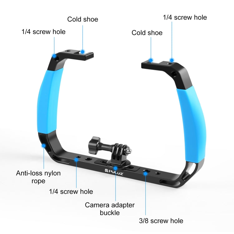 PULUZ Dual Silicone Handles Aluminium Alloy Underwater Diving Rig for GoPro, Other Action Cameras and  Smartphones, For Action Cameras and Smartphones